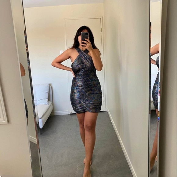 ZARA Ruched Sparkle Mini Dress - Size S - Picture 1 of 7